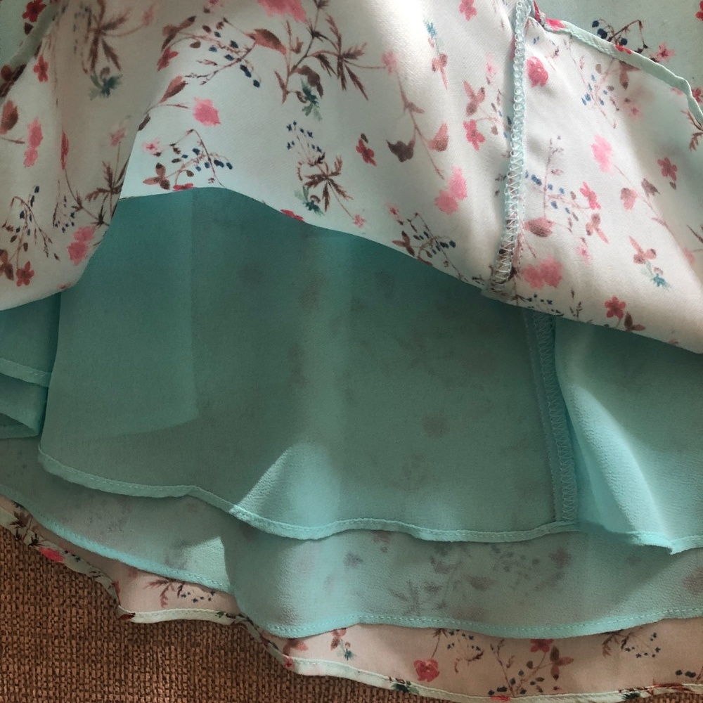 LPA Dress 141 XS $318 Mint Floral Off the shoulder - Picture 4 of 8